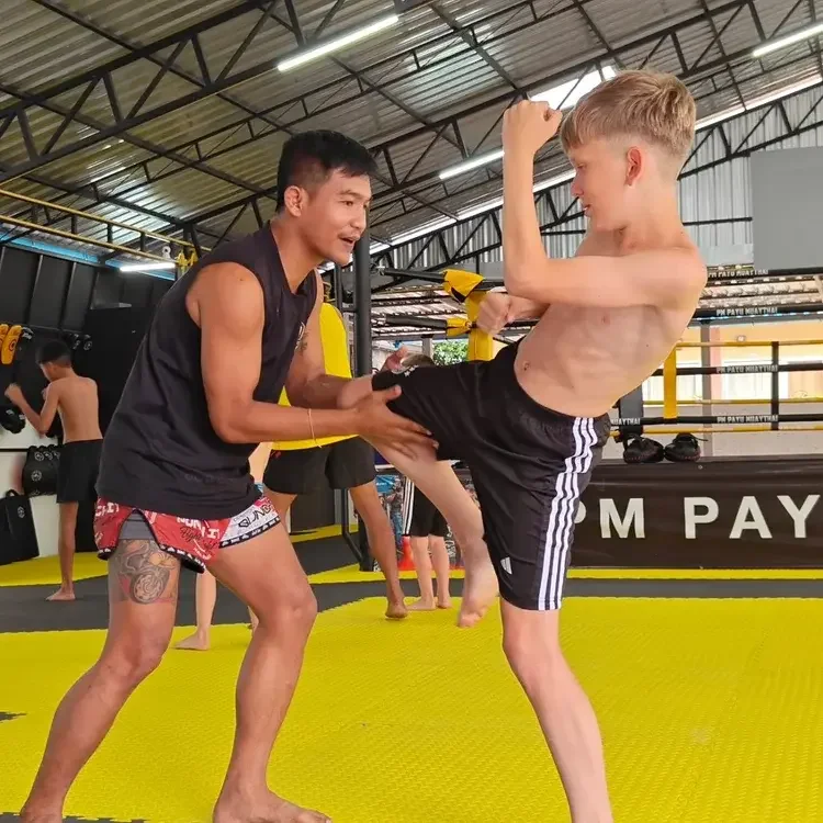 Kids Muay Thai training at PM Payu Muay Thai in Bo Phut, Koh Samui, Thailand